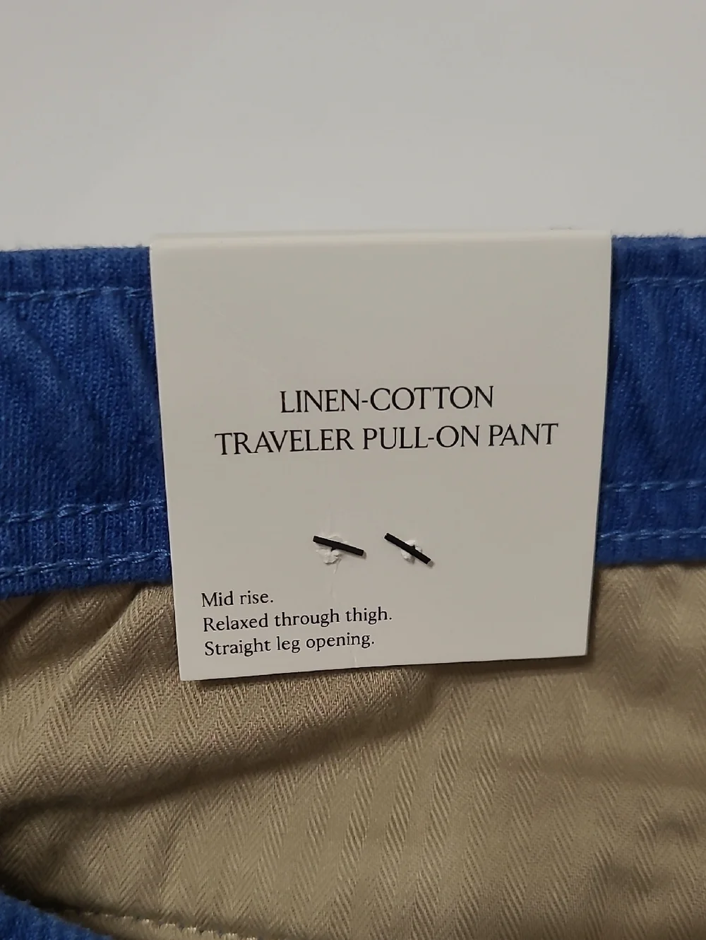 NWT Banana Republic Blue Linen-Cotton Blend Traveler Pull-On Pants size XL